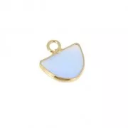 Ciondolo corne con pietra sintetica imitazione gemme 14 mm Blue agate/dorato x1