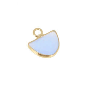 Ciondolo corne con pietra sintetica imitazione gemme 14 mm Blue agate/dorato x1