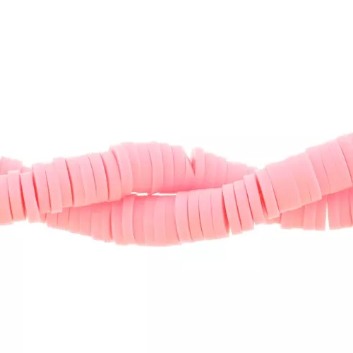 Perle rondelle in pasta polimerica Heishi 5x1 mm Rosa x39 cm