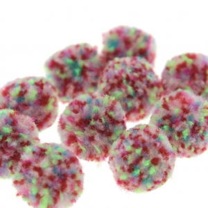 Assortimento di 10 pompon rotondi in poliestere 15 mm - Multicolore