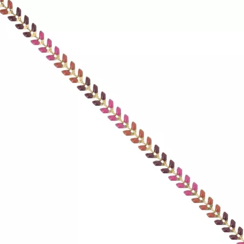 Catena a spina di pesce in resina epossidica 6,3 mm Bordeaux/Camello/Dorato rosa x 20 cm