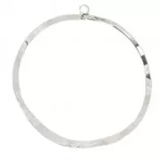 Pendente cerchio irregolare martellato45x49 mm Placcatura argento fino x1
