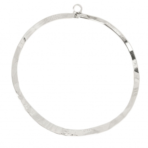 Pendente cerchio irregolare martellato45x49 mm Placcatura argento fino x1