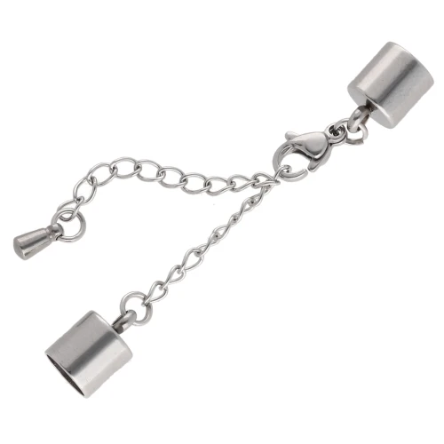Chiusura a moschettone da 9 mm + catena con cordino da 6 mm - Acciaio inossidabile 304L x1