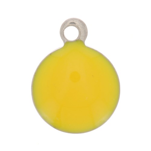 Ciondoli rotondi in acciaio inox e resina epossidica 6 mm Ocra x5