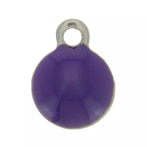 Ciondoli rotondi in acciaio inox e resina epossidica 6 mm Dark Purple x5