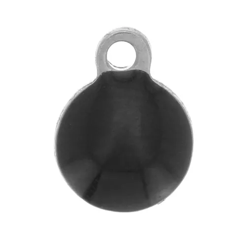 Ciondoli rotondi in acciaio inox e resina epossidica 6 mm Nero x5