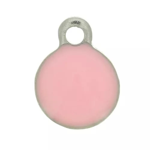 Ciondoli rotondi in acciaio inox e resina epossidica 6 mm Rosa x5