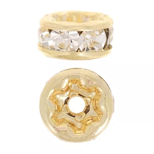 Rondelle Strass mm. 4,5 dorato/Crystal x4