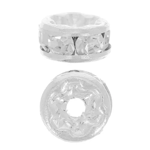 Rondelle Strass mm. 4,5 argentato/Crystal x4