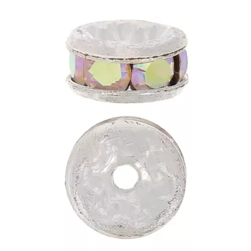 Rondelle Strass mm. 4,5 argentato/Crystal AB x4