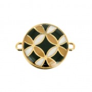 Connettore resina epossidica 2 anellini 23mm Dorato con oro fino/nero/bianco/senape x1