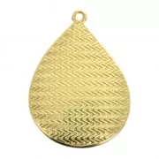 Pendente goccia in resina epossidica 32x23 mm Dorato con oro fino /Nero x1