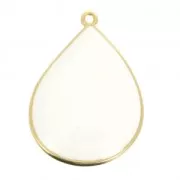 Pendente goccia in resina epossidica 32x23 mm Dorato con oro fino /Bianco x1
