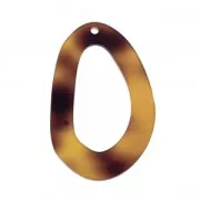 Pendentif goutte en polyacrylique écaille de tortue 55x34 mm Marrone x1