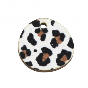 Pendente irregolare in legno effetto leopardo 20 mm - bianco/marrone x1