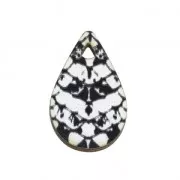 Pendente in legno tinto effetto serpente 23x15 mm - Nero - Bianco x1
