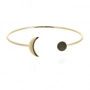 Bracciale con mezzaluna e disco 8 mm in ottone light gold x1