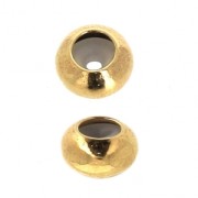 Perlina stopper in ottone 6x3 mm con foro da 1,5 mm Dorata con oro fino x1