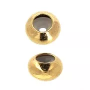 Perlina stopper in ottone 6x3 mm con foro da 1,5 mm Dorata con oro fino x1
