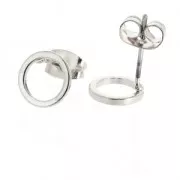 Orecchini design rotondo da decorare in ottone 8 mm rodiato x2