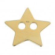 Pendente doppio foro stella 15 mm in Argento 925 Dorato con oro fino x1