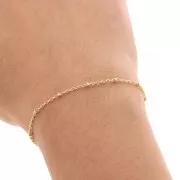 Catena maglia forzantina limata alternata 2.3mm Placcato Oro 3 microns x50 cm