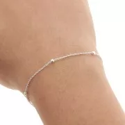 Catena maglia forzanti ovale alternata con perline 2.5 mm (1x3) Argento 925 xcm.50