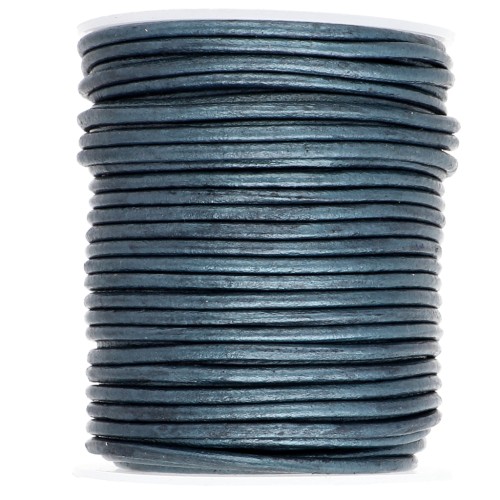 Cordoncino in pelle 2 mm Blue Metallic x 20 m