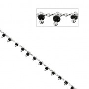 Catena con rocailles 1.7 mm Jet/argentato x 50cm|raw }}