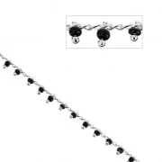 Catena con rocailles 1.7 mm Jet/argentato x 50cm