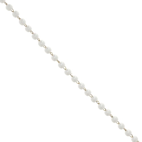 Catena con perle 4 mm White Pearl/ottone x 50cm