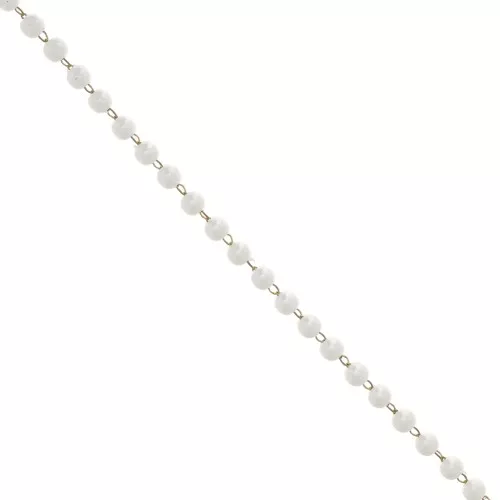 Catena con perle 4 mm White Pearl/ottone x 50cm