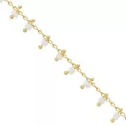 Catena con rocailles 1.7 mm  Bianco/dorato x 50cm