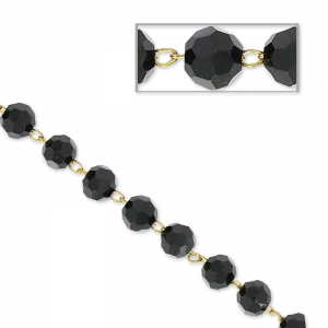 Catena con perle sfaccettate 4 mm Jet/ottone x 50cm