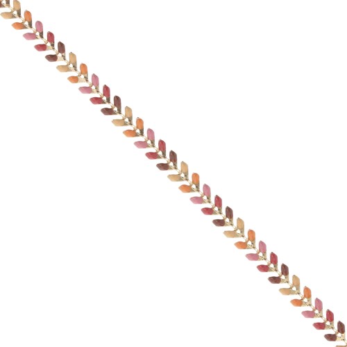 Catena a spina di pesce in resina epossidica 6,3 mm Camel/Rosa chiaro/Dorato beige x 20 cm