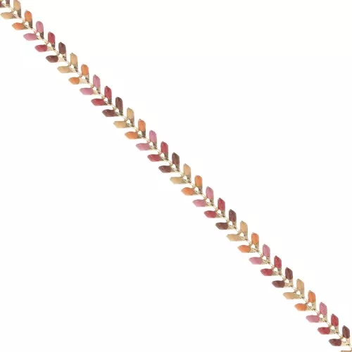 Catena a spina di pesce in resina epossidica 6,3 mm Camel/Rosa chiaro/Dorato beige x 20 cm