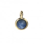 Mini ciondolo rotondo con pietra imitazione avventurina blu da 7 mm - Dorato con oro fino x1