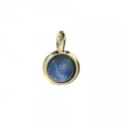 Mini ciondolo rotondo con pietra imitazione avventurina blu da 7 mm - Dorato con oro fino x1