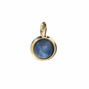 Mini ciondolo rotondo con pietra imitazione avventurina blu da 7 mm - Dorato con oro fino x1