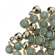 Ciondolo con pietra imitazione Amazonite 7mm dorato