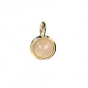Mini ciondolo rotondo con pietra imitazione quarzo rosa da 7 mm - Dorato con oro fino x1