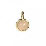 Mini ciondolo rotondo con pietra imitazione quarzo rosa da 7 mm - Dorato con oro fino x1