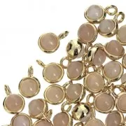 Ciondolo con pietra imitazione Quarzo Rosa 7mm dorato