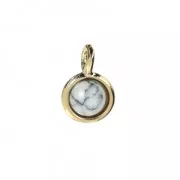 Ciondolo con pietra imitazione Howlite 7mm dorato