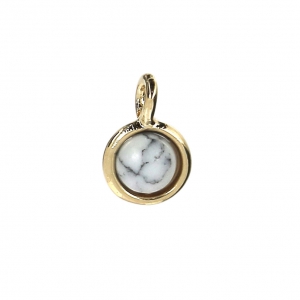 Ciondolo con pietra imitazione Howlite 7mm dorato