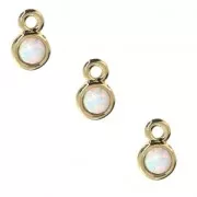 Ciondolo con pietra imitazione Opalo 5mm dorato x1