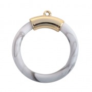 Pendente rotondo in resina imitazione marmo 45 mm Blanc x1