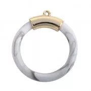 Pendente rotondo in resina imitazione marmo 45 mm Blanc x1