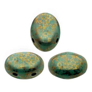 Perle in vetro Samos® par Puca® 5x7mm Opaque Green Turquoise Bronze x10g